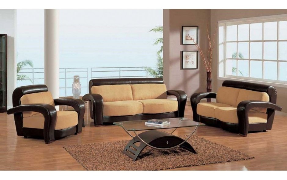 Диван и 2 кресла в интерьере