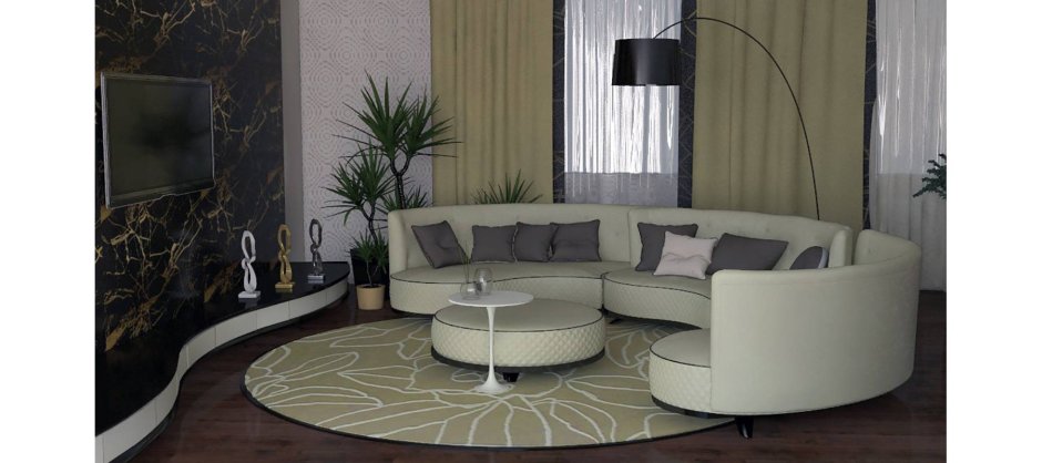 Полукруглый диван кожаный