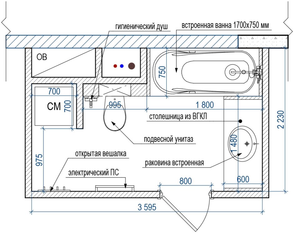 План большой ванной