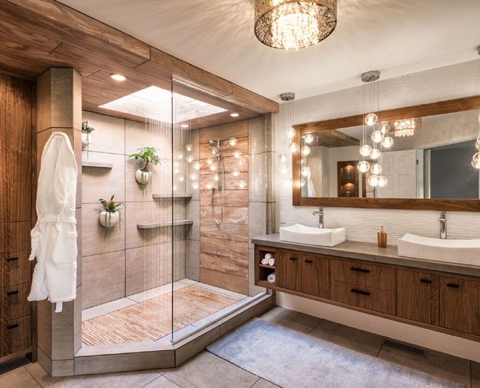 Декор современной ванной с душем