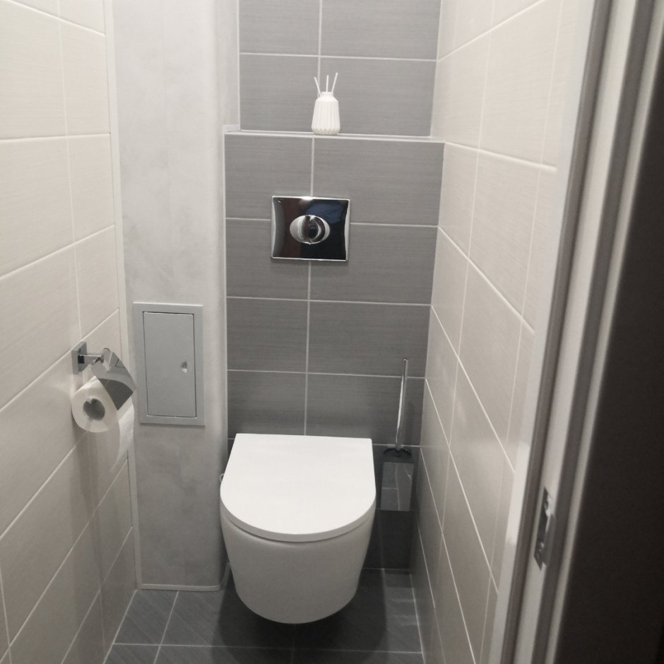 Ремонт туалета в серых тонах