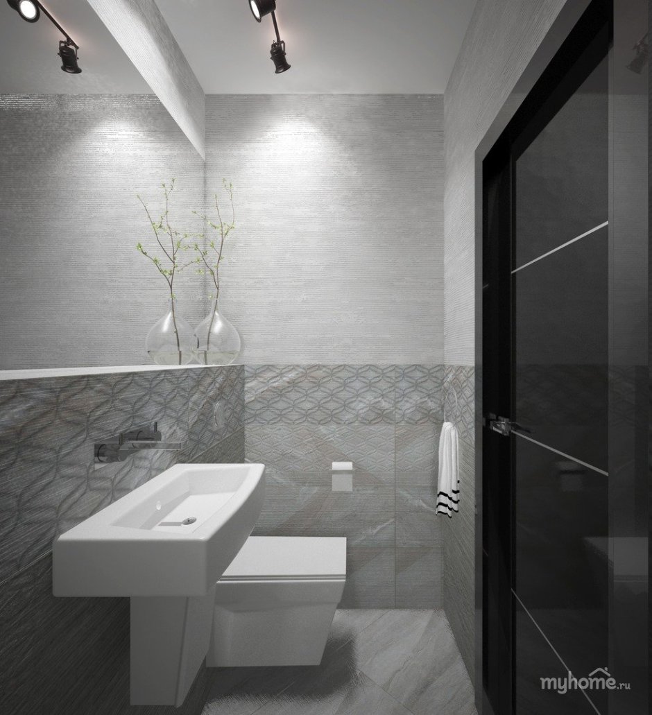 Плитка для туалета в серых тонах