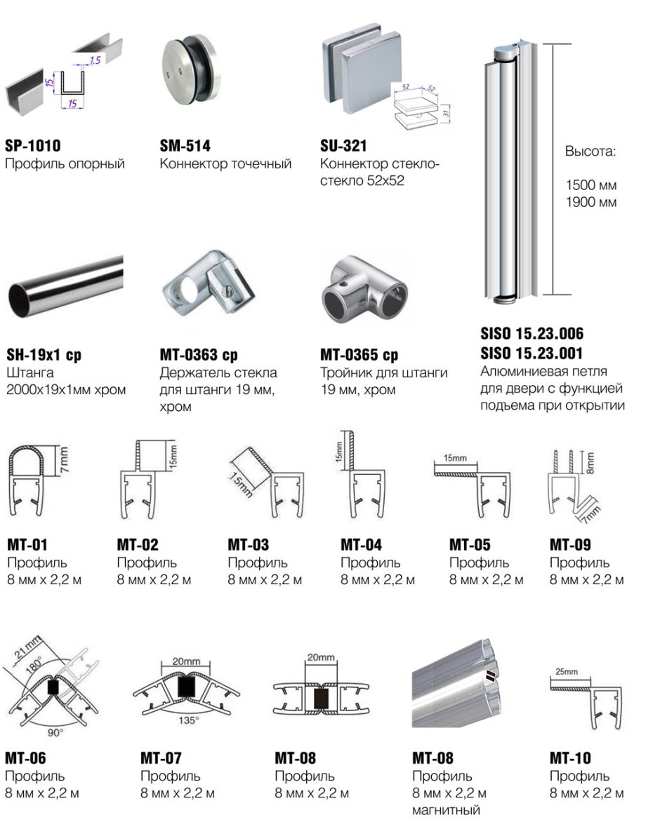 Профиль s алюминиевый для зеркала 4 мм