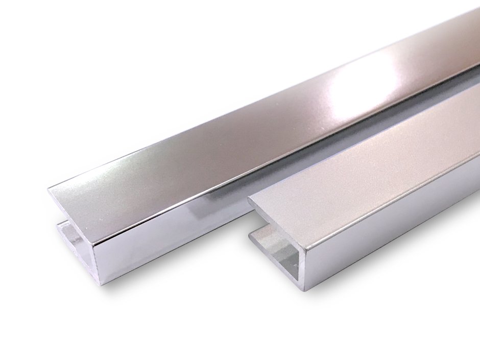 (19x14,75). Профиль для стекла 8 мм (хромированный алюминий), l=3000