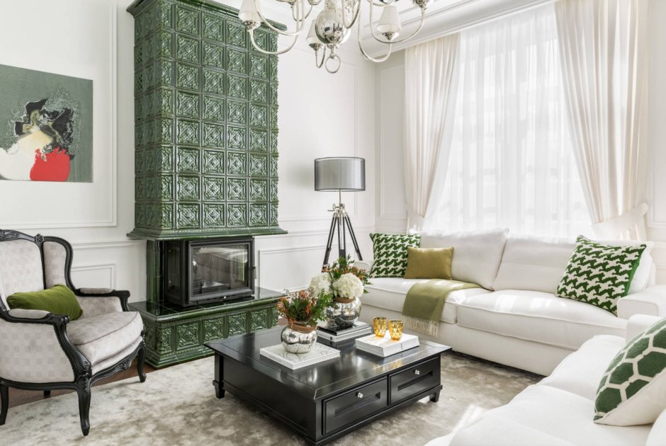 Интерьер с зелеными акцентами