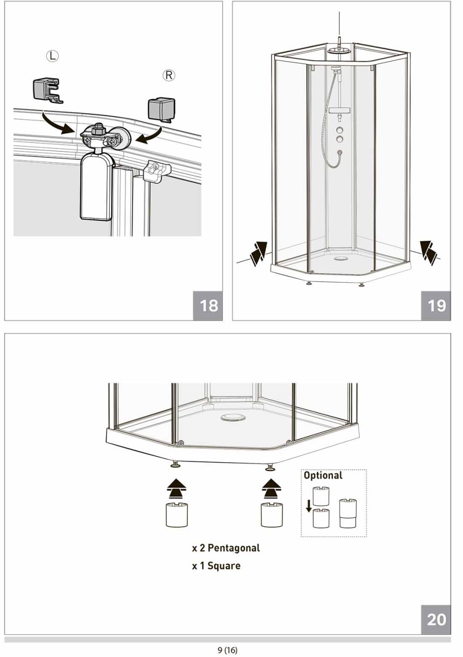 Схема сборки душевой кабины Ниагара 100х100