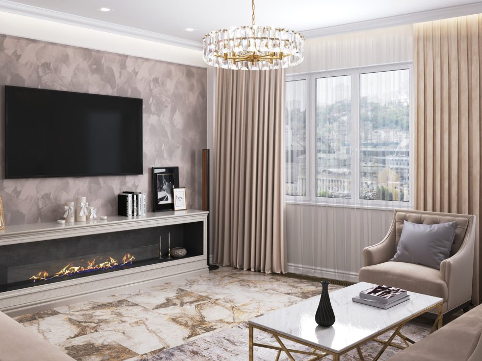 Обои для гостиной в бежевых тонах