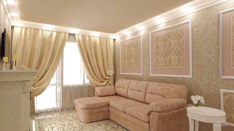 Отделка комнаты в светлых тонах