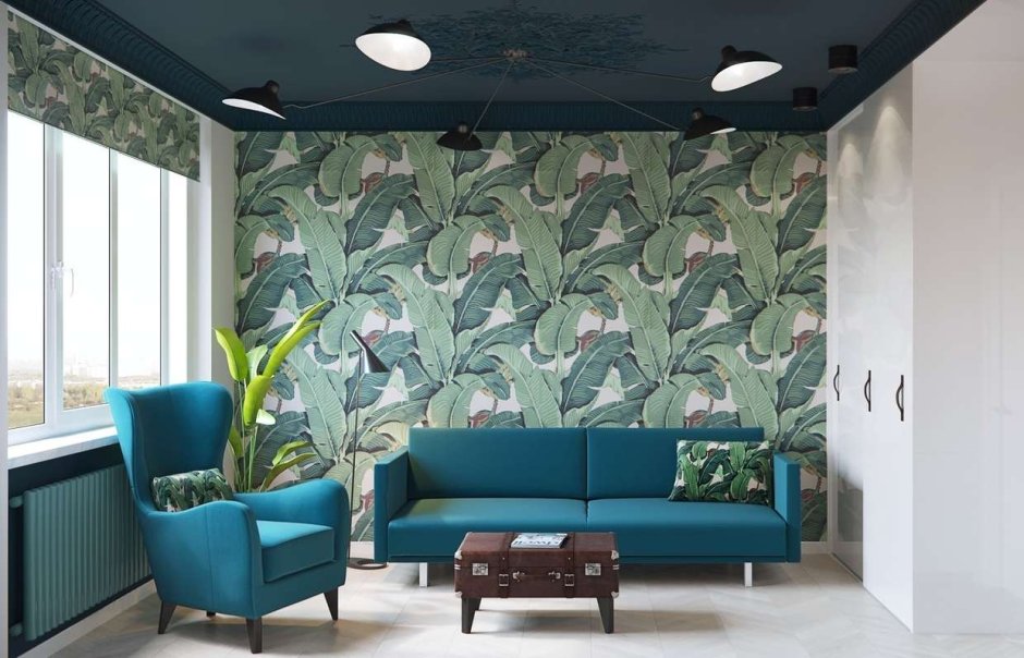 Растительные обои в интерьере