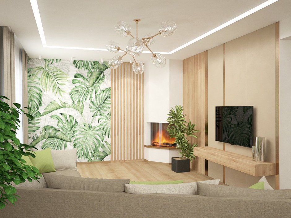 Эко стиль интерьера гостиной