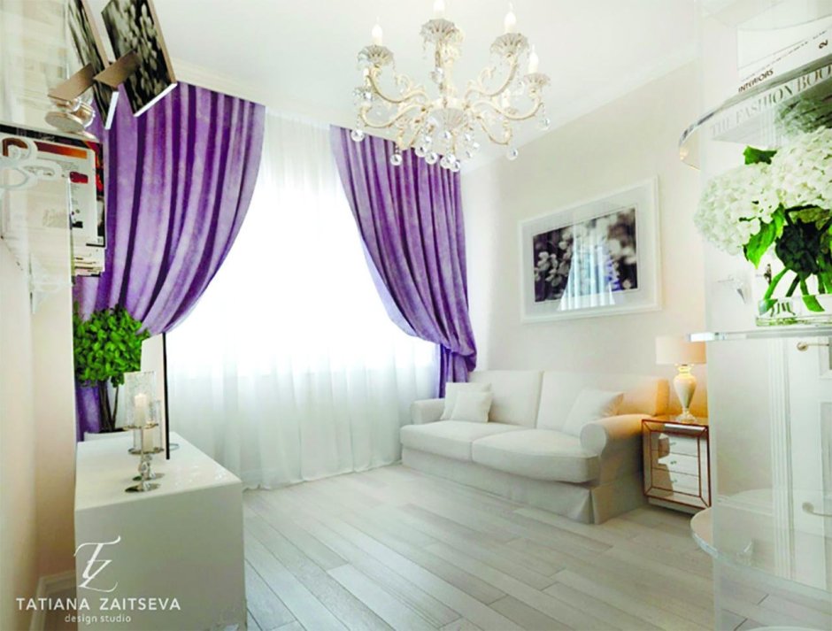 Гостиная в нежных светлых тонах