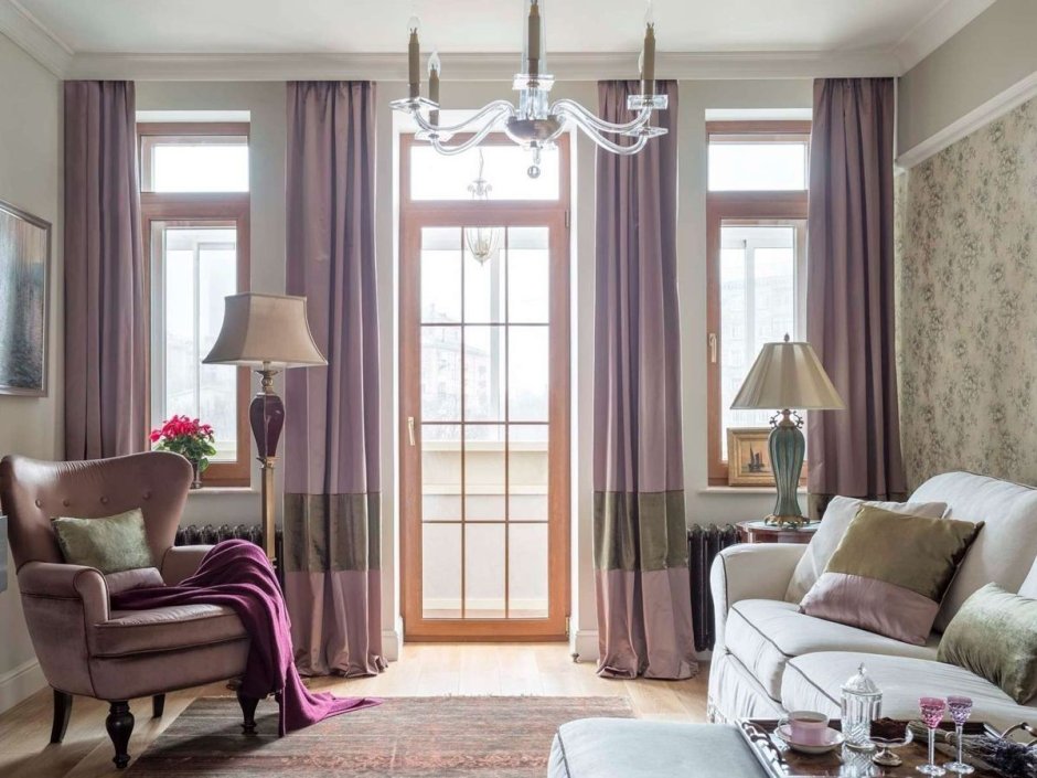 Бежевые шторы в интерьере