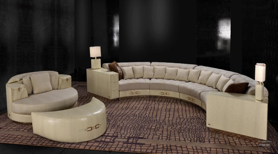 Бордовый кожаный диван