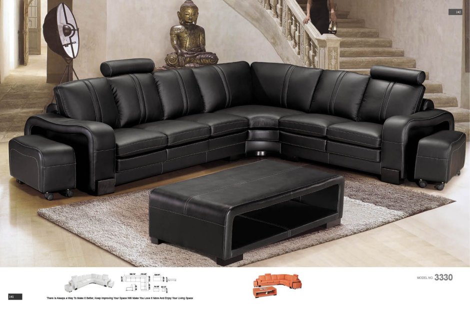 Кожаный угловой диван