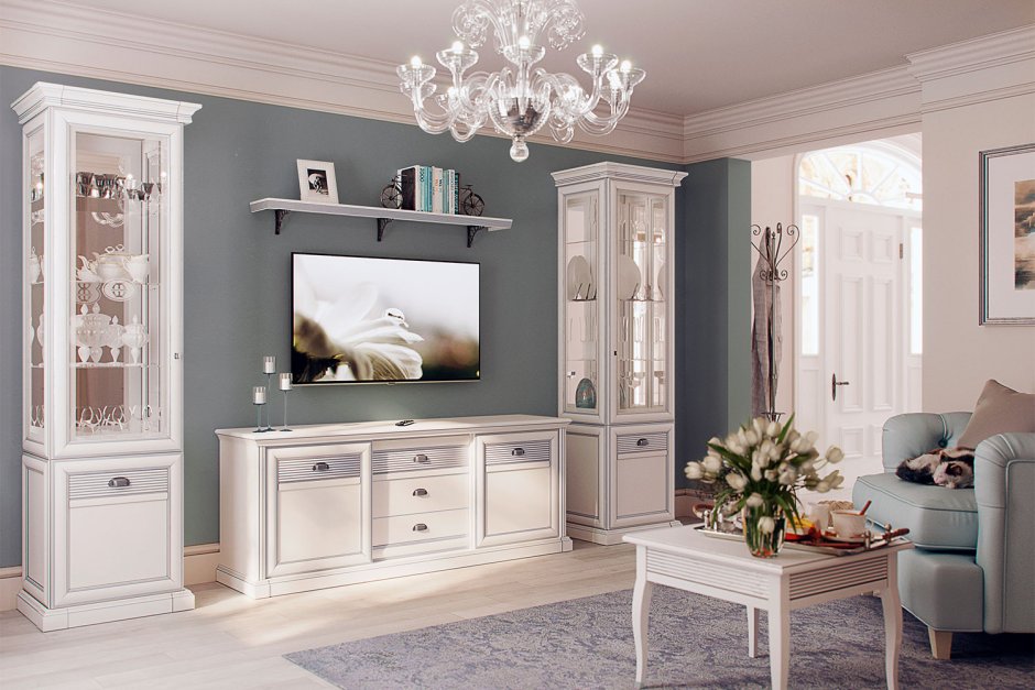 Интерьер гостиной с классической мебелью