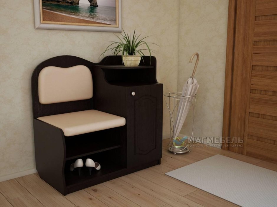 Пуфик в прихожую с полкой для обуви