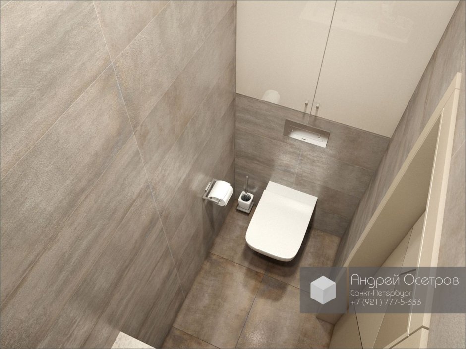 Туалет с плиткой под бетон