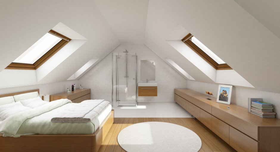 Комната под двускатной крышей