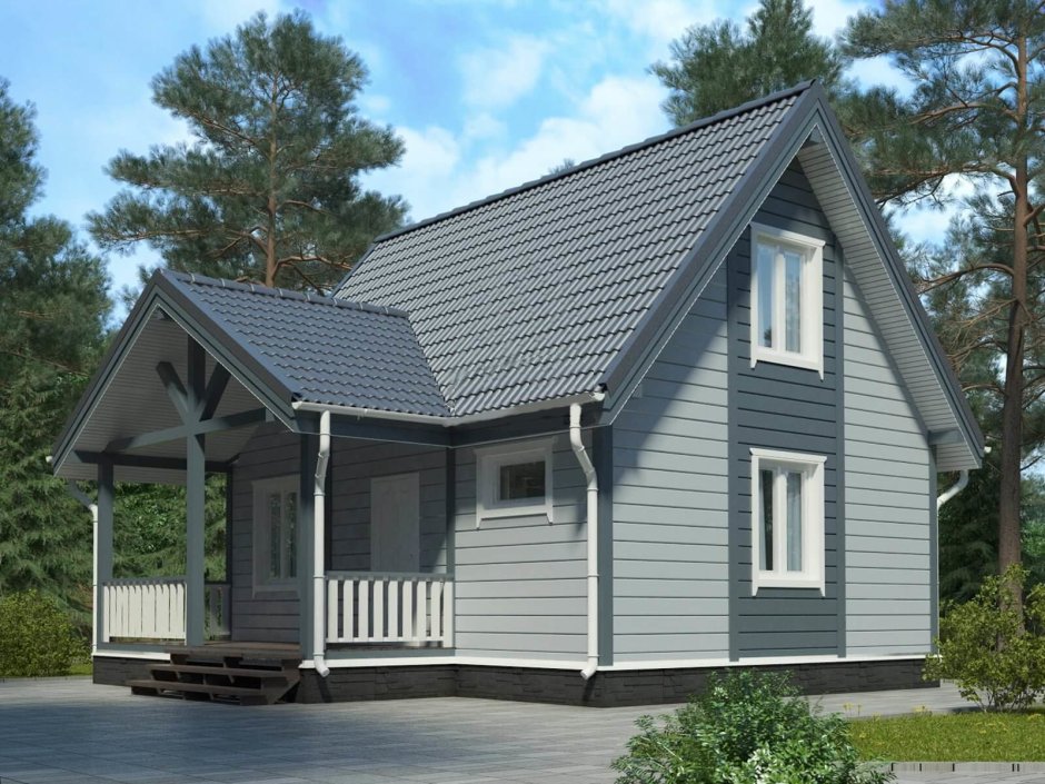 Дачный домик серого цвета