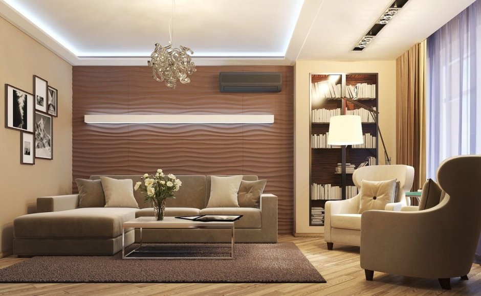 Гостиная в коричневых тонах