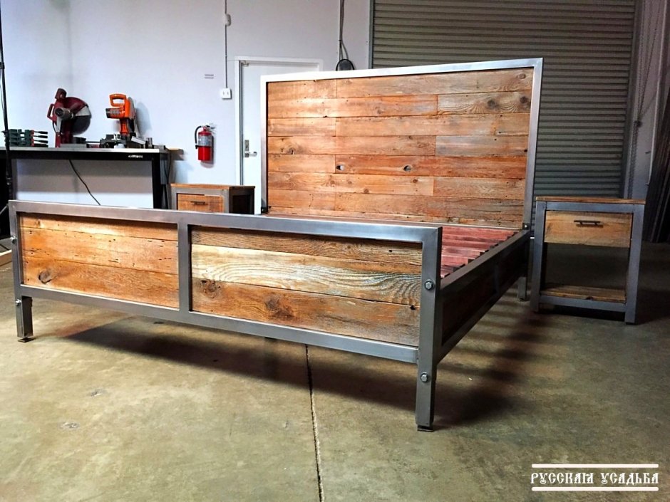 Кухня лофт из металла и дерева