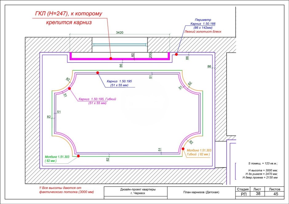 Гипсокартон фигура для спальни
