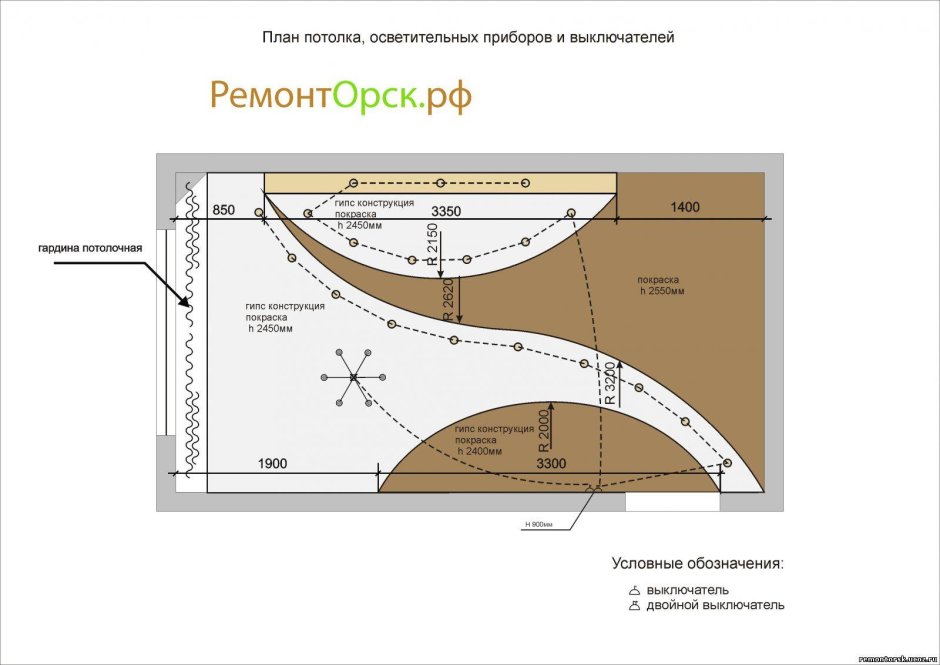 Чертежи двухуровневых натяжных потолков