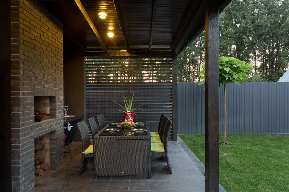 Мангальная зона в стиле лофт