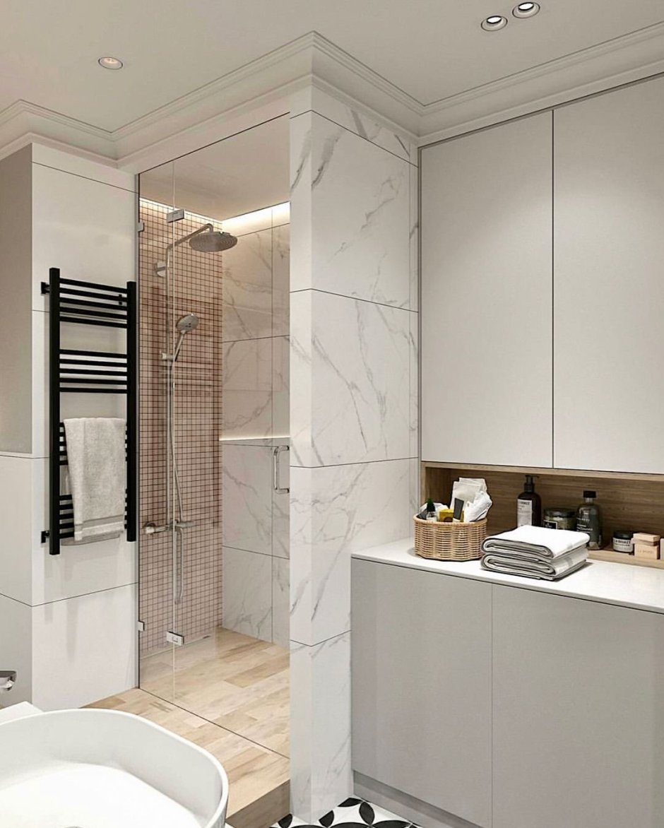 Ванная в современном стиле в светлых тонах