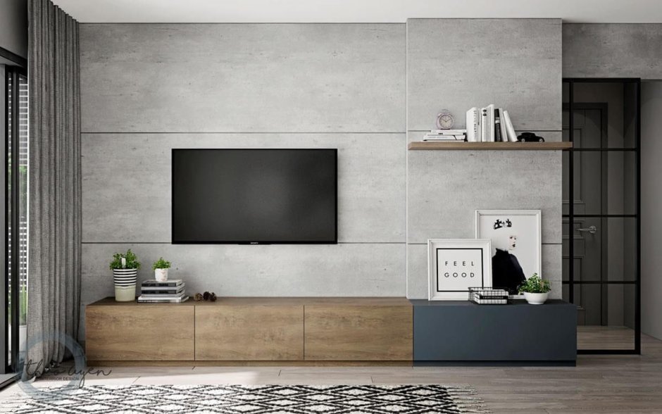 ТВ зона в стиле лофт