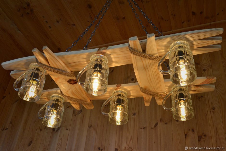 Деревянная люстра в беседку