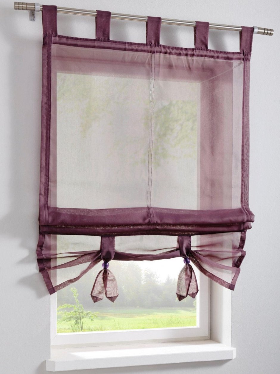 Римская штора на завязках