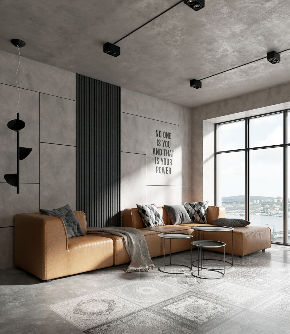 Бетонный потолок в стиле лофт