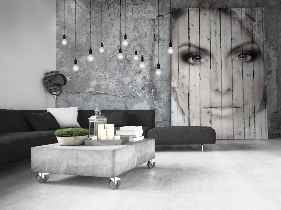 Индустриальный стиль Индастриал интерьер гостиная