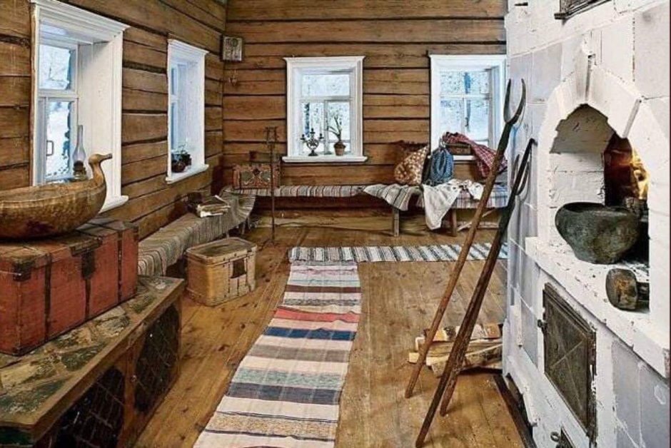 Крестьянская изба 17 века внутри
