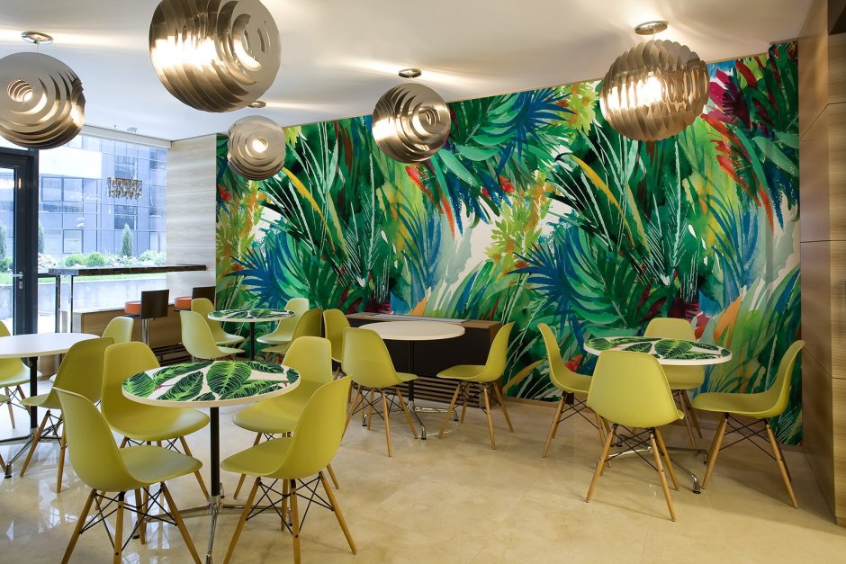 Тропический интерьер кухни