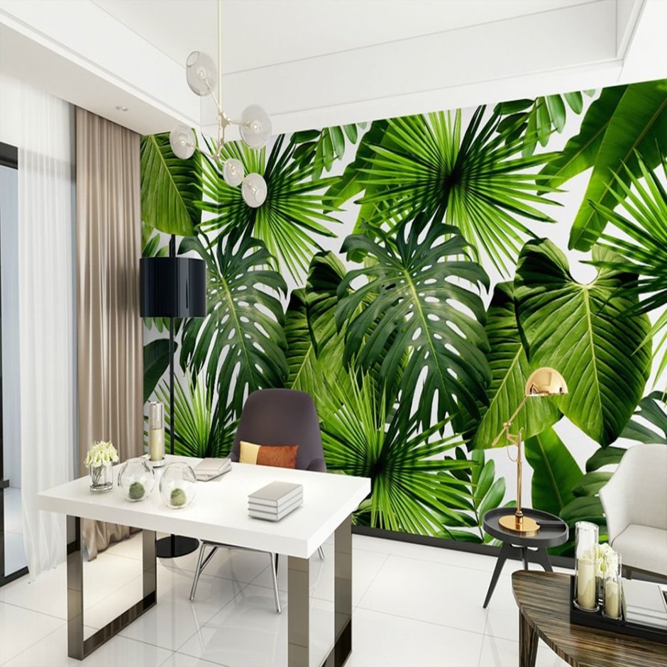 Тропические принты на стенах