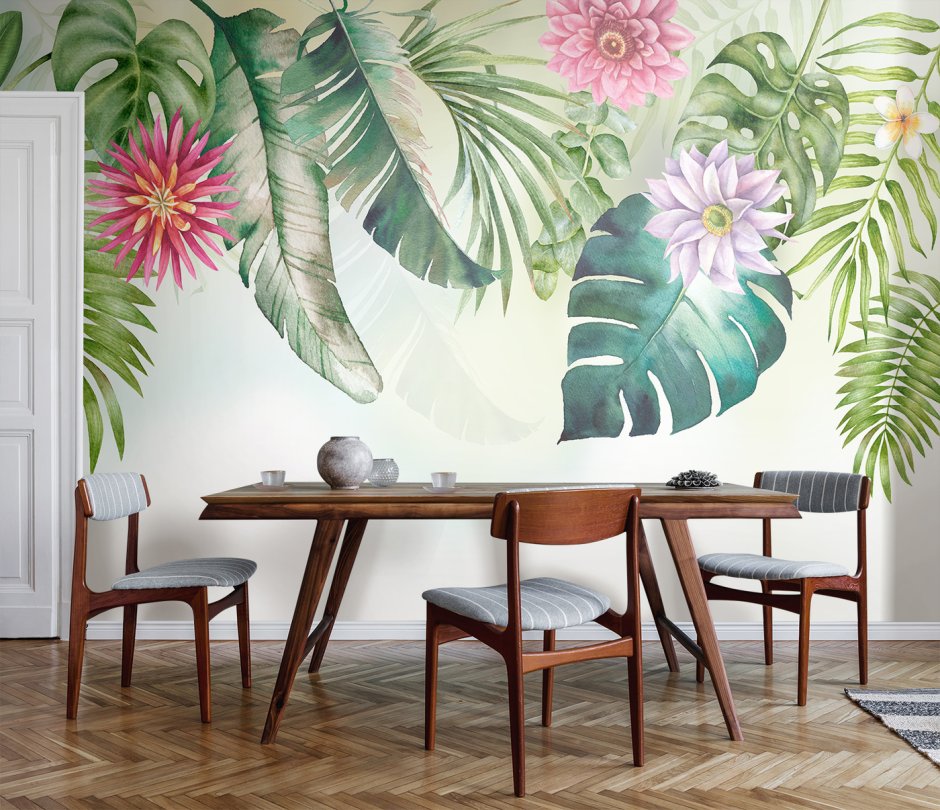 Тропические листья в интерьере