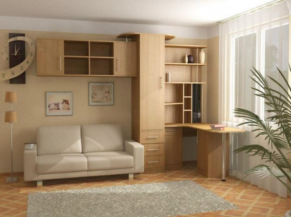 Гостиная с компьютерным столом