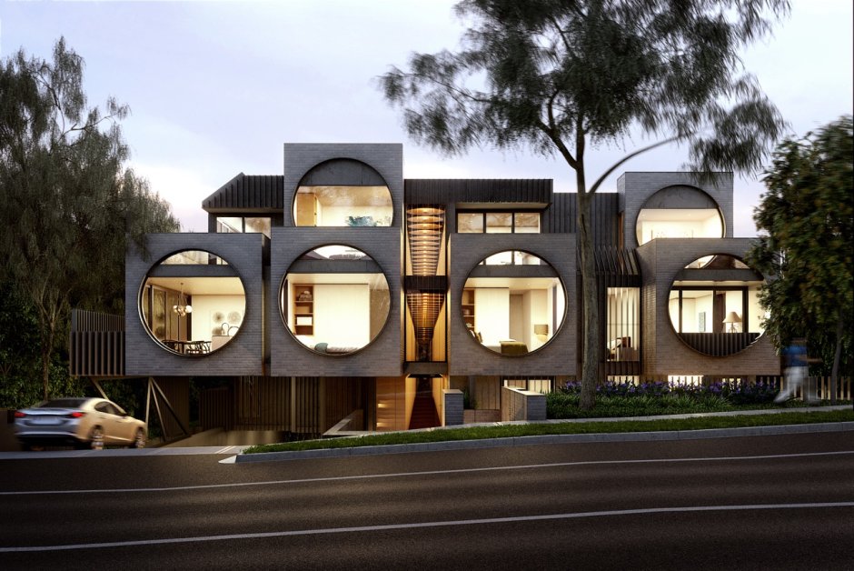 Круглые окна на фасаде