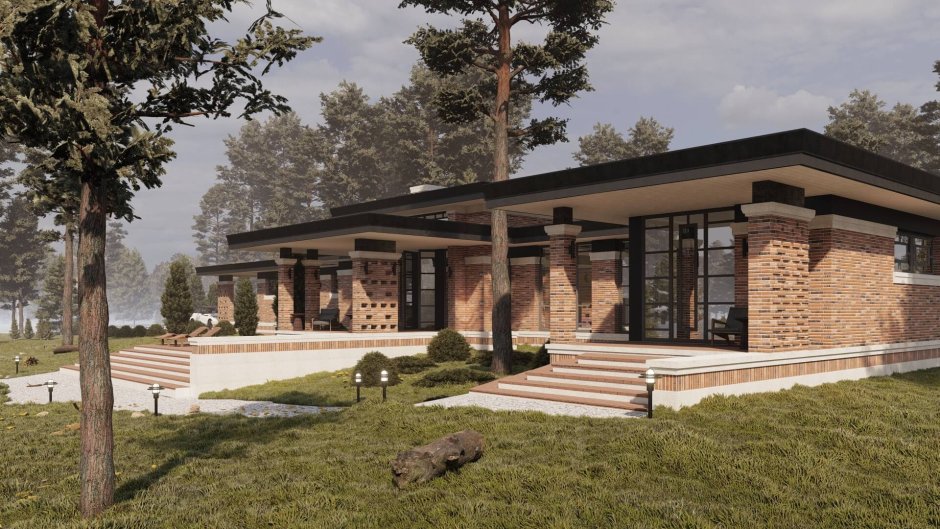 Одноэтажный дом Райта 150 кв