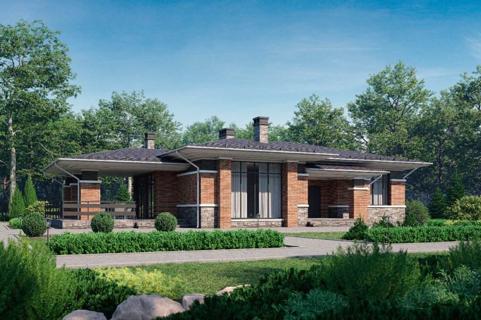 Одноэтажный дом Райта 150 кв