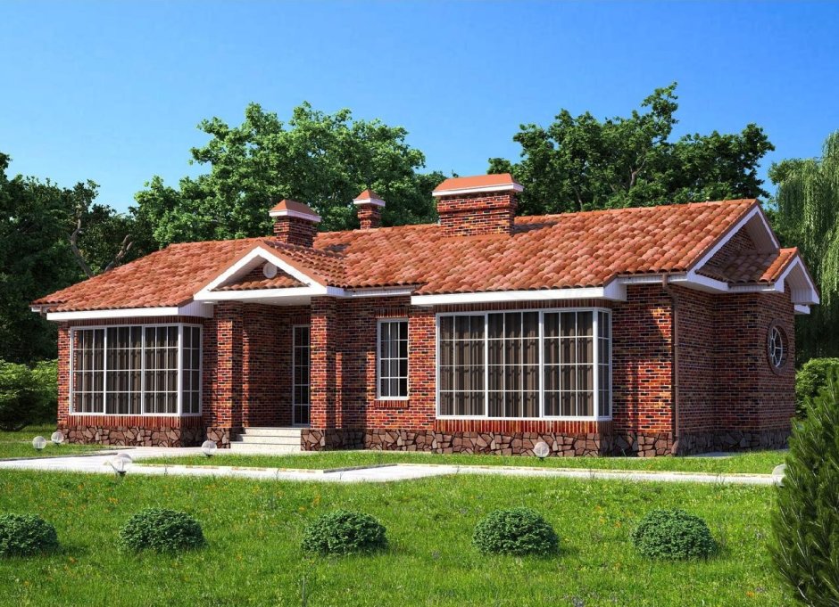 Одноэтажный дом в английском стиле