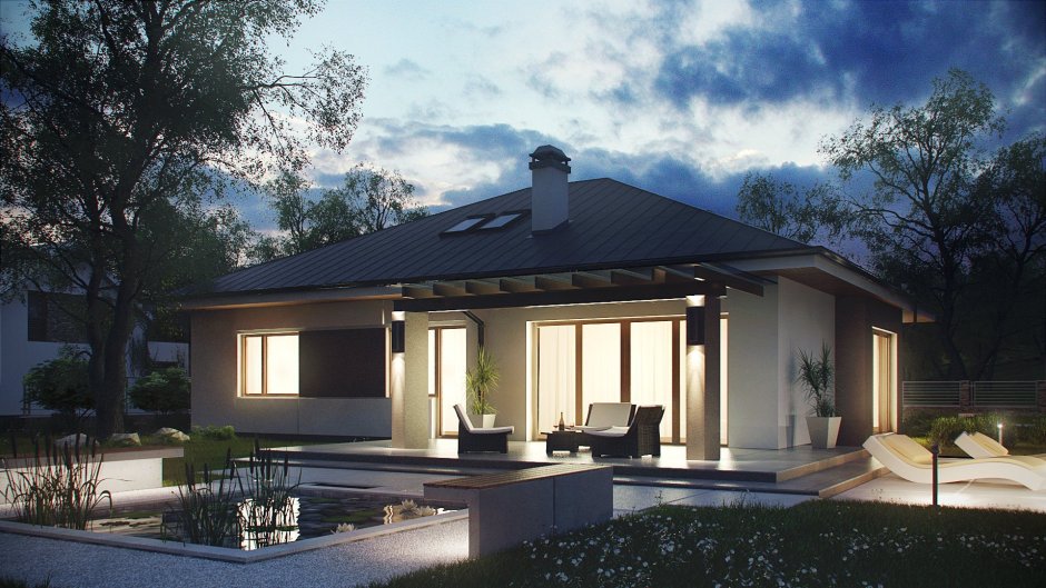 Очень красивый фасад одноэтажного дома