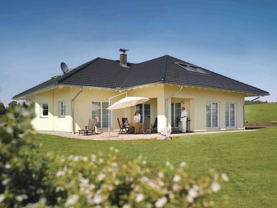 Одноэтажный дом в английском стиле