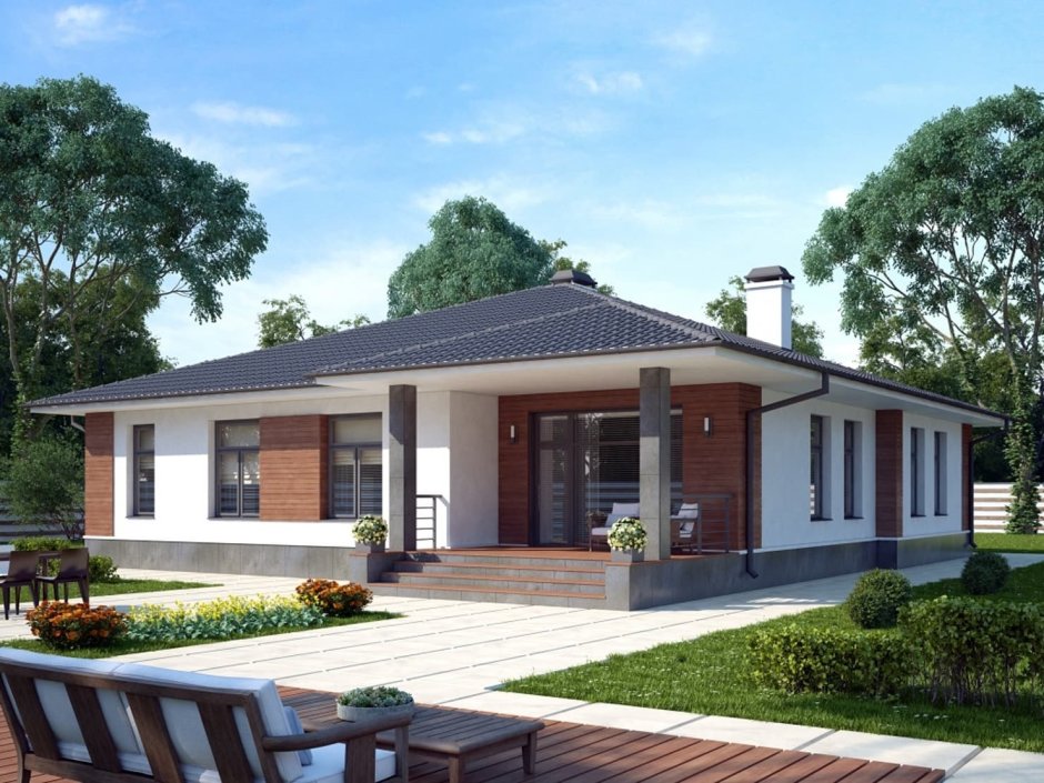 Проект z10 одноэтажный дом с террасой