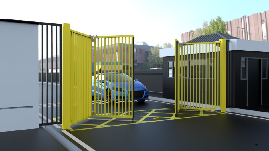 Ворота гармошка въездные автоматические