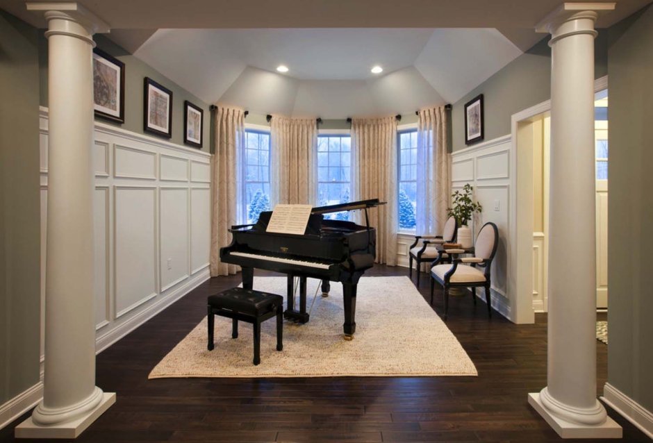Рояль в столовой интерьер