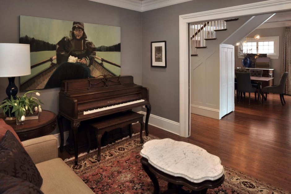 Кухня гостиная с пианино