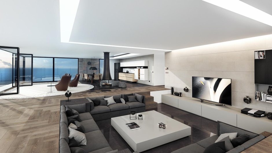 Гостиная в доме Хай тек